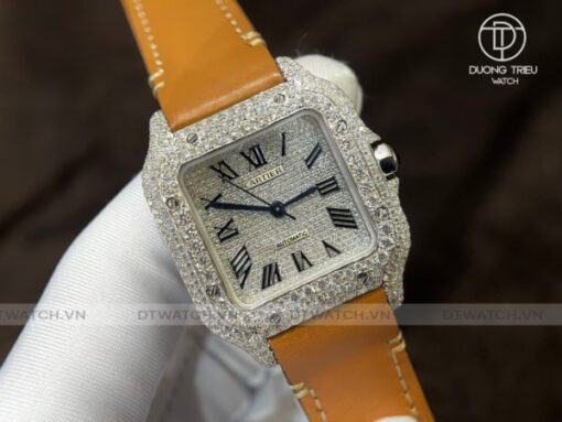 Đồng hồ Cartier Santos 35mm Full Diamond Moisante