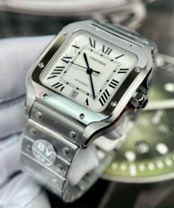 Đồng hồ Cartier Santos 39.8mm mặt trắng thép 316L rep 1 1