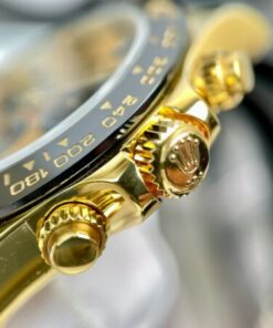 Đồng hồ Rolex Daytona 40mm mặt vàng viền đen mạ vàng Gold 18k rep 1 1