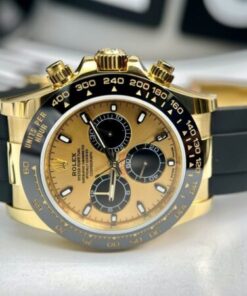 Đồng hồ Rolex Daytona 40mm mặt vàng viền đen mạ vàng Gold 18k rep 1 1