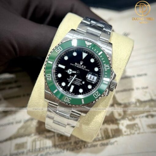 Đồng hồ Rolex Submariner viền xanh mặt đen thép 904L rep 1 1