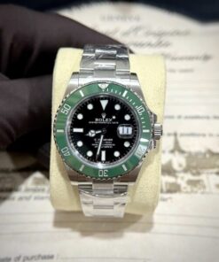 Đồng hồ Rolex Submariner viền xanh mặt đen thép 904L rep 1 1