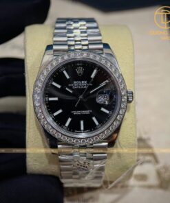 Đồng hồ Rolex Datejust 41mm Black Dial – Bezel kim cương Moisante rep 1 1