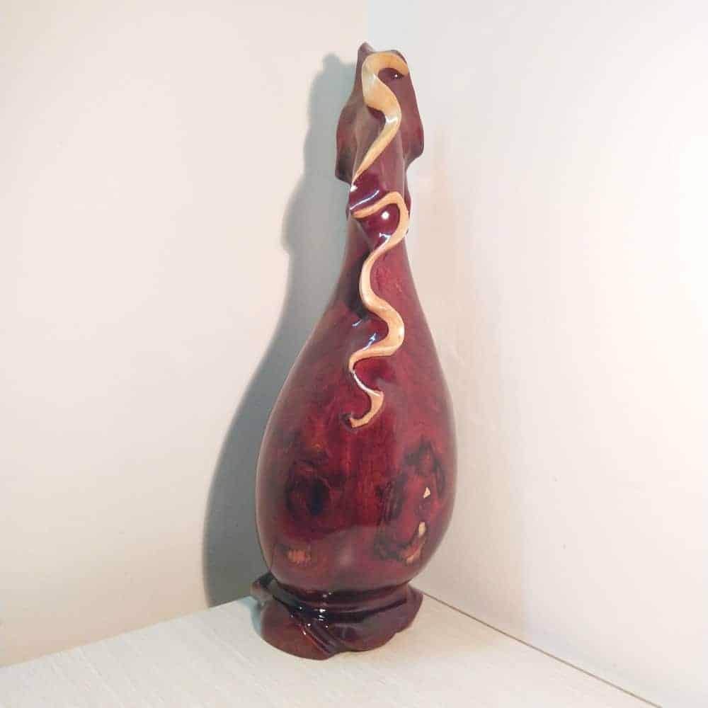 Bình phay nghệ thuật tài lộc gỗ hương đỏ 53cm