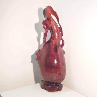 Bình phay nghệ thuật tài lộc gỗ hương đỏ 53cm