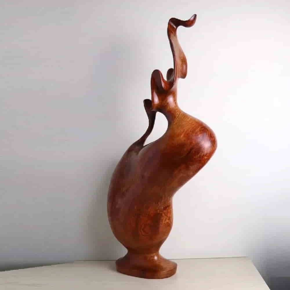 Bình phay nghệ thuật tài lộc gỗ hương đỏ cao 53cm